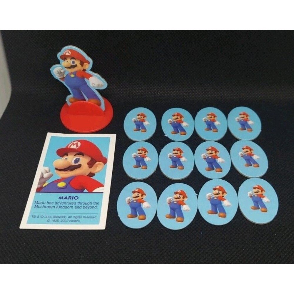 Monopoly Junior Super Mario Game Replacement Mario Token, Card, & 12 Sold Signs